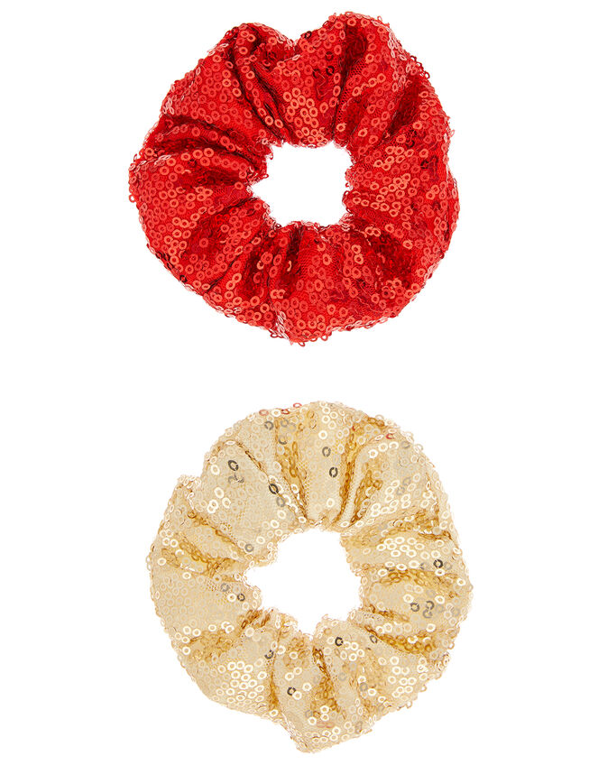 Sequin Hair Scrunchie Set, , large