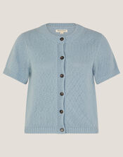 Celia Short Sleeve Cardigan, Blue (BLUE), large