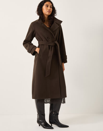 Tia Funnel Trench Coat, Brown (CHOCOLATE), large