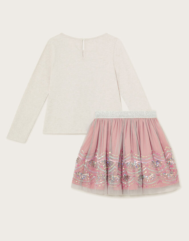 Ballerina Top and Sequin Skirt Set, Pink (PINK), large