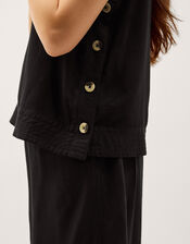 Lucy Linen Blend Tank Top, Black (BLACK), large