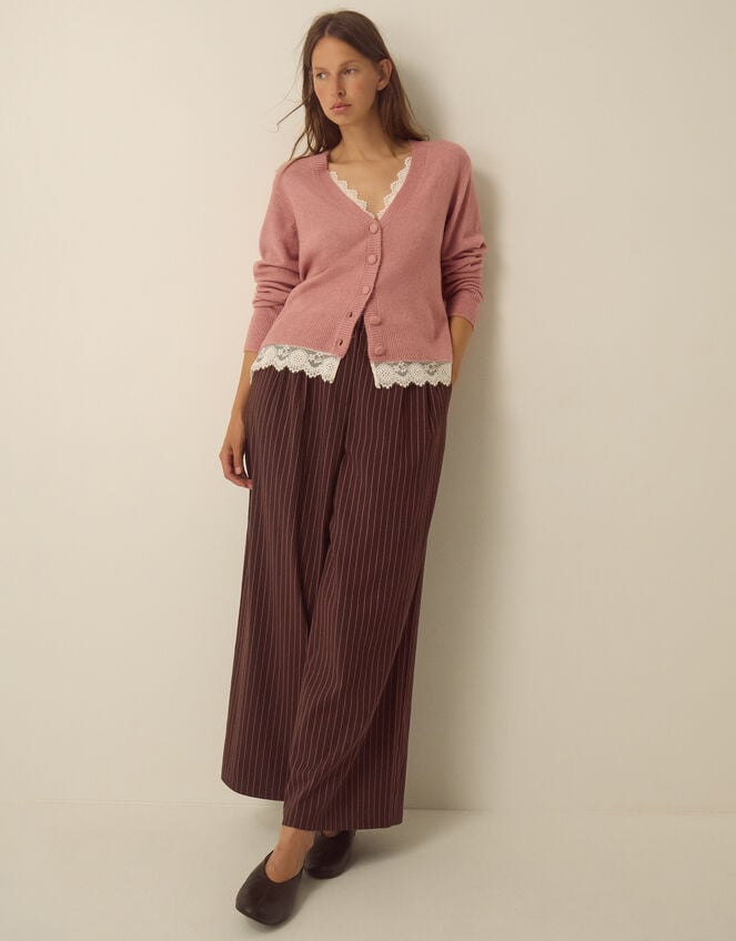 Lula Lace Trim Cardigan, Pink (BLUSH), large