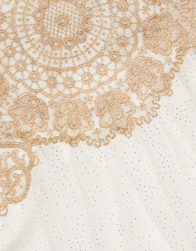 Baby Estella Embroidered Tulle Dress, Gold (GOLD), large