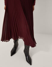 Penny Long Sleeve Pleated Midi Dress, Purple (AUBERGINE), large