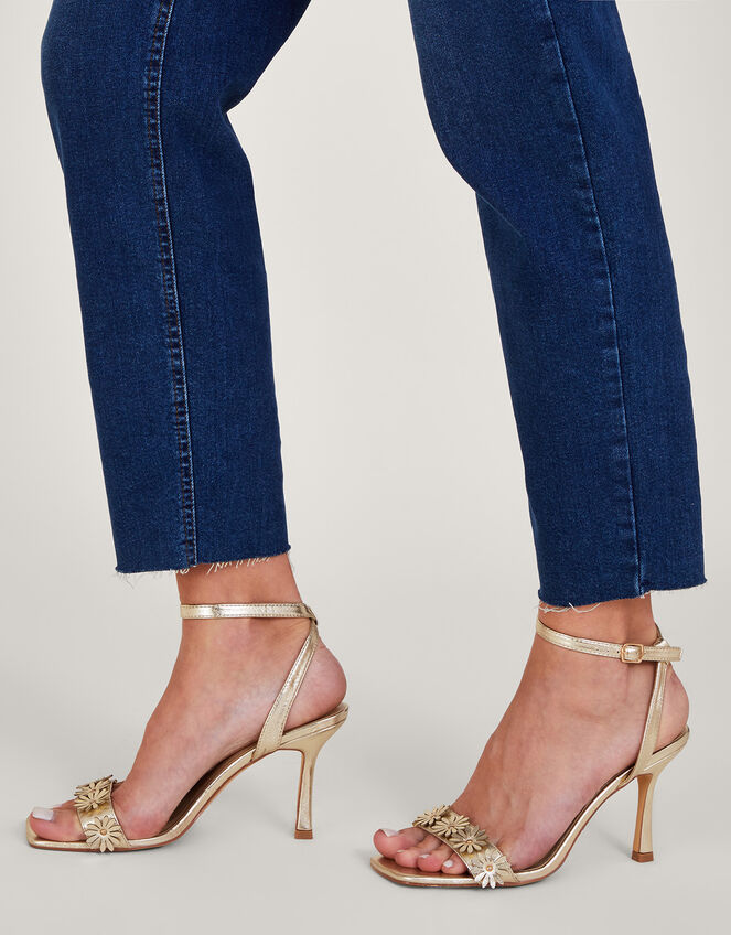 Metallic Flower Sandals, Gold (GOLD), large