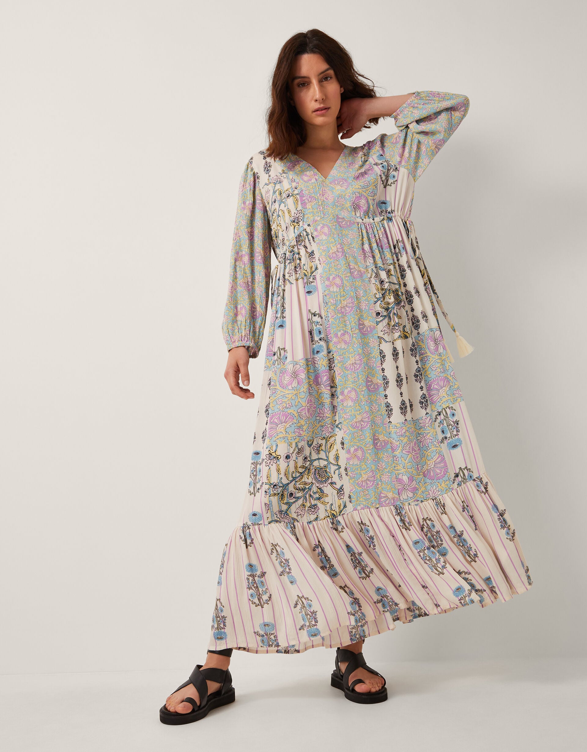 Selene Floral Long Sleeve Maxi Dress Ivory