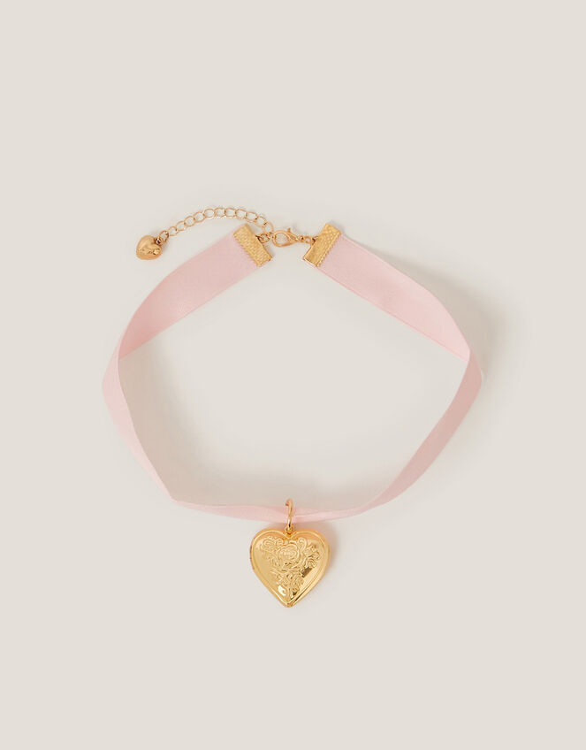 Locket Ribbon Choker Necklace, , large