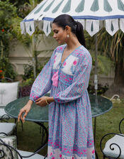 Dilli Grey Jackie Floral Tunic Midi Dress, Blue (BLUE), large