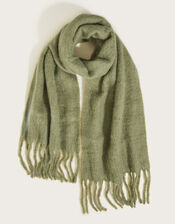 Brushed Blanket Scarf in Recycled Polyester, Green (GREEN), large