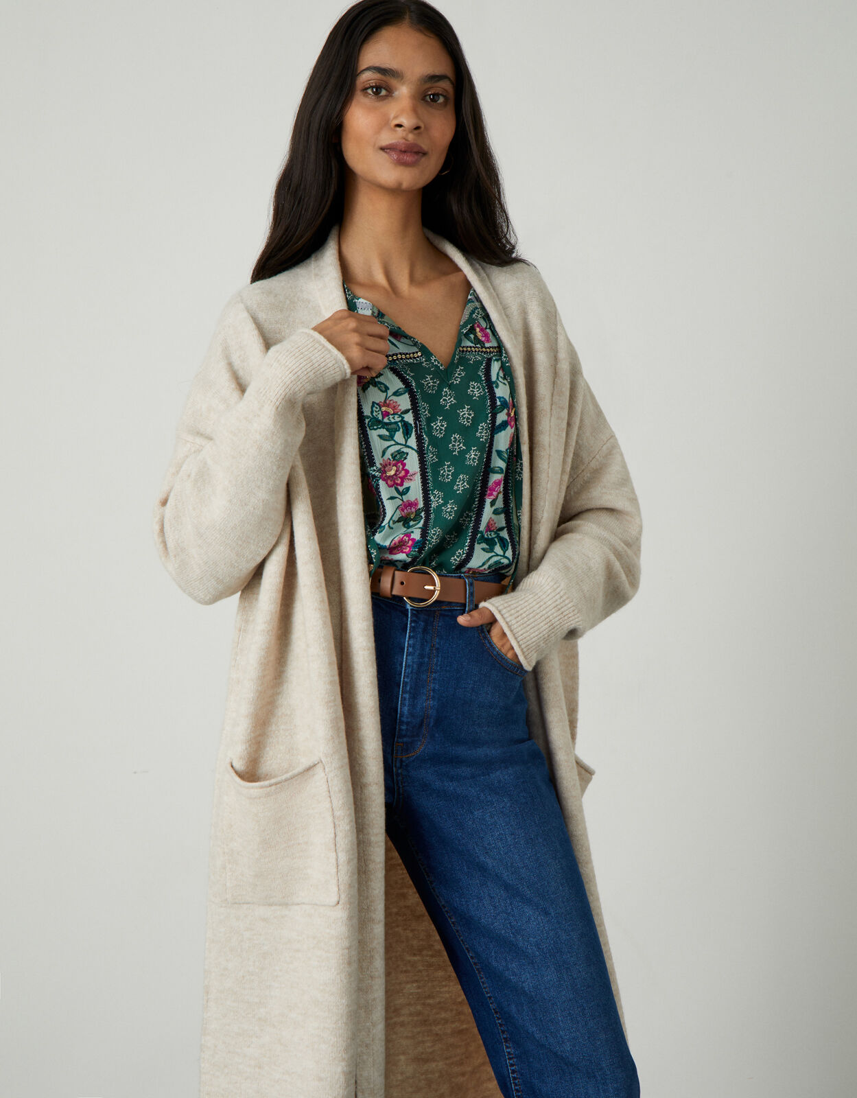 Long polyester sales cardigan