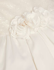 Orelia Strappy Sequin Satin Dress, White (WARM IVORY), large