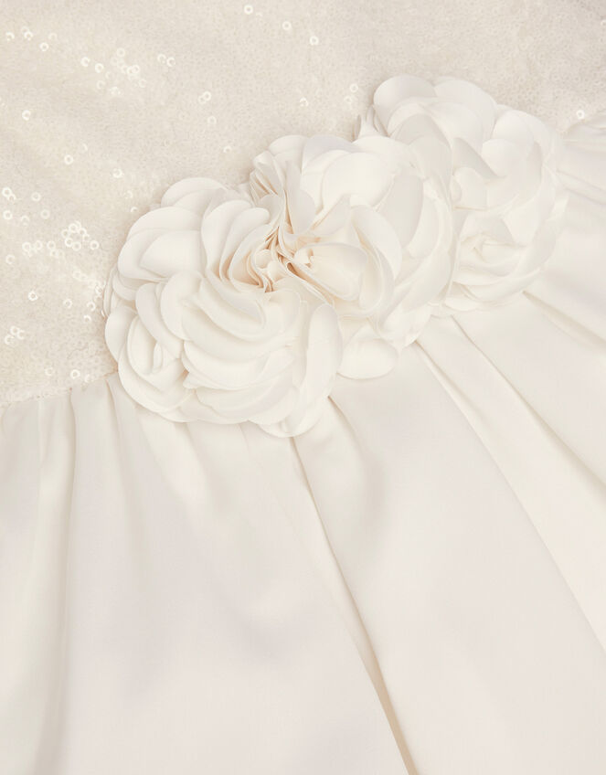 Orelia Strappy Sequin Satin Dress, White (WARM IVORY), large