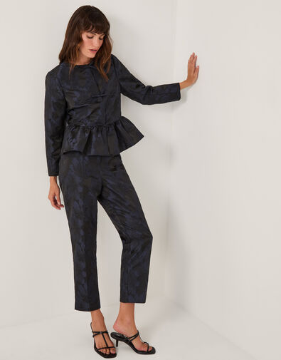 Jayda Floral Jacquard Suit Trousers, Blue (NAVY), large