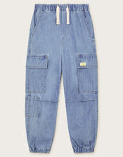 Denim Cargo Trousers, Blue (BLUE), large