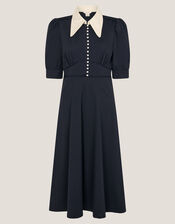 Clay Collar Jersey Midi Dress, Blue (NAVY), large