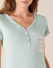 Check Print Jersey Pyjama Top, Green (GREEN), large