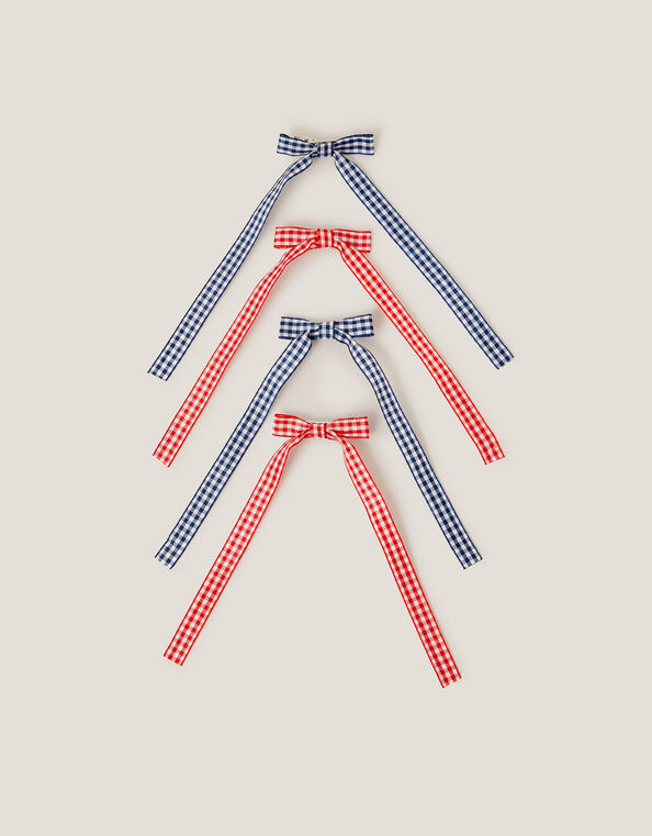 4-Pack Mini Gingham Bow Hair Clips, , large