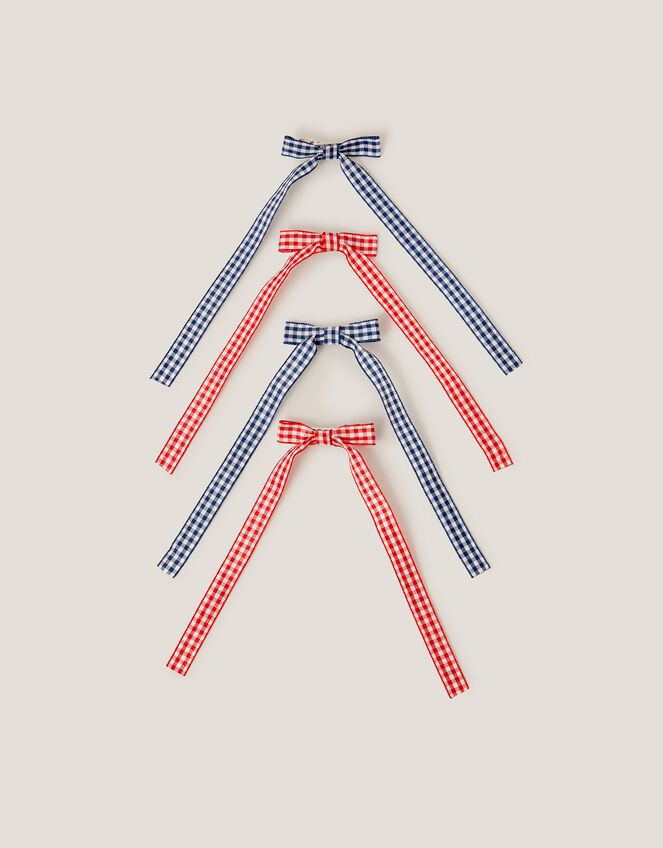 4-Pack Mini Gingham Bow Hair Clips, , large