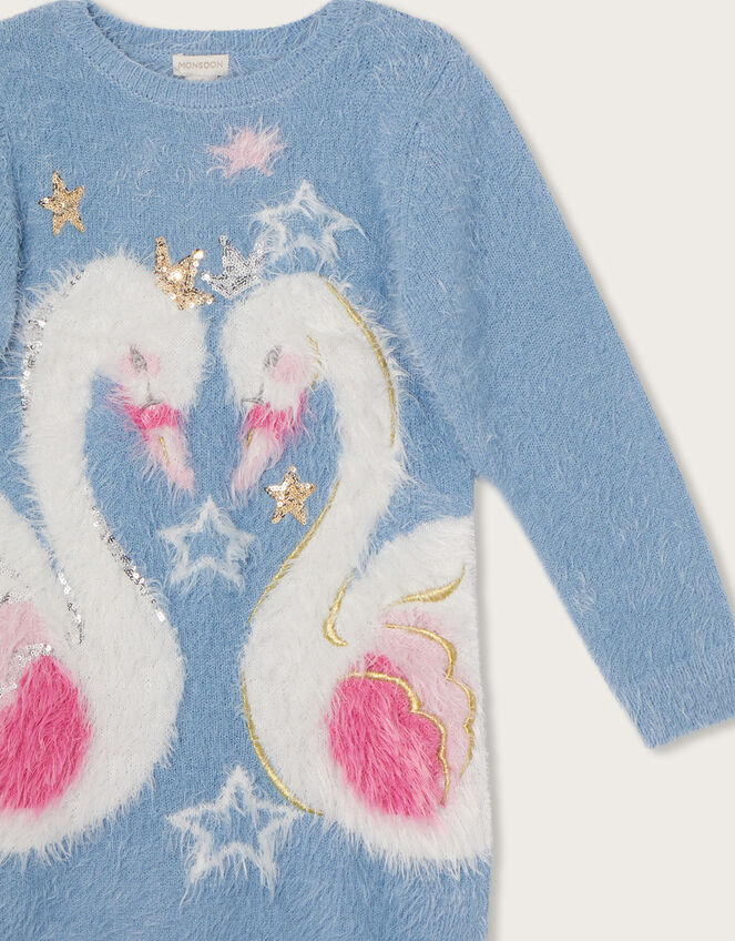 Double Swan Fluffy Knit Dress, Blue (PALE BLUE), large