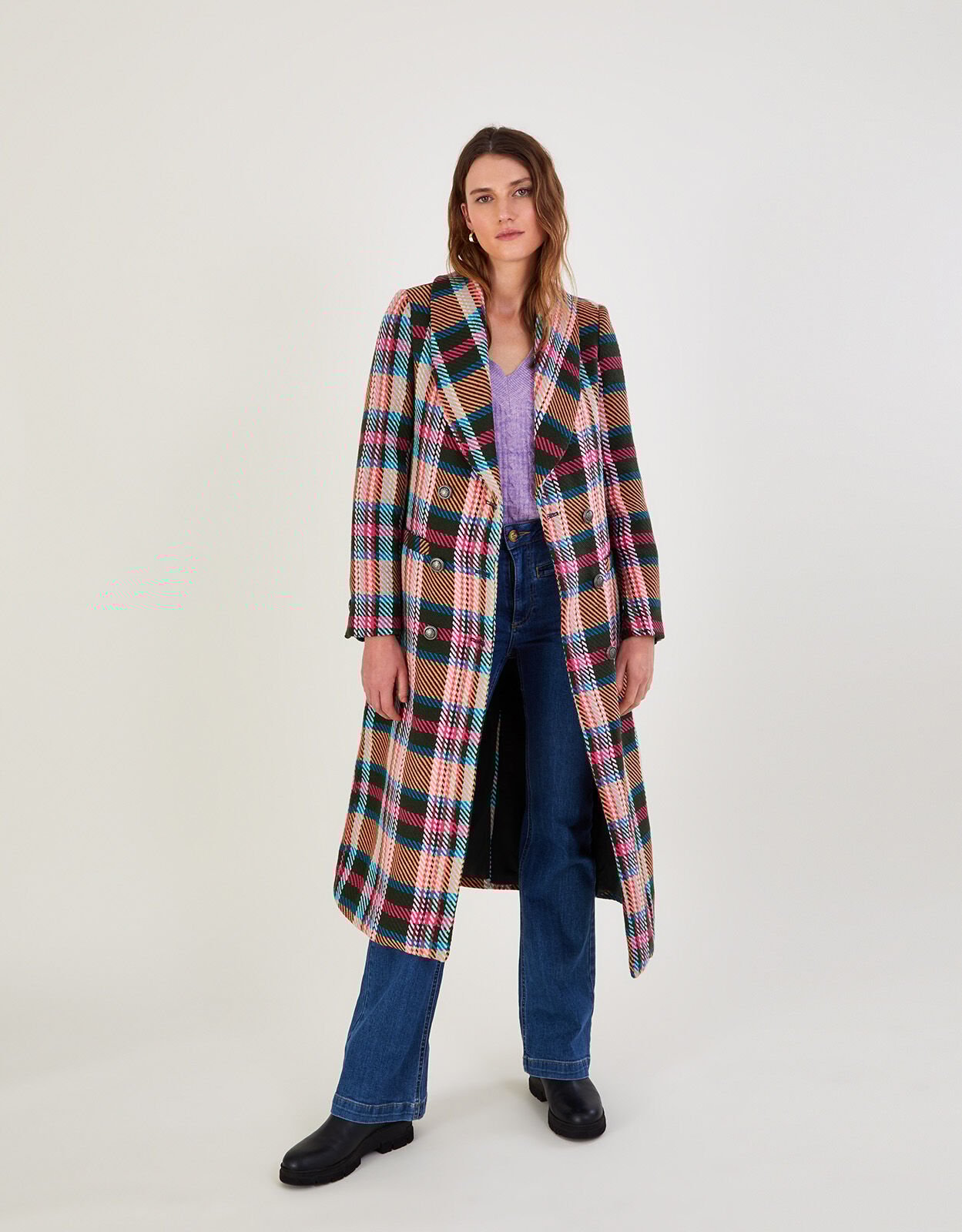 Ladies checked winter coats sale