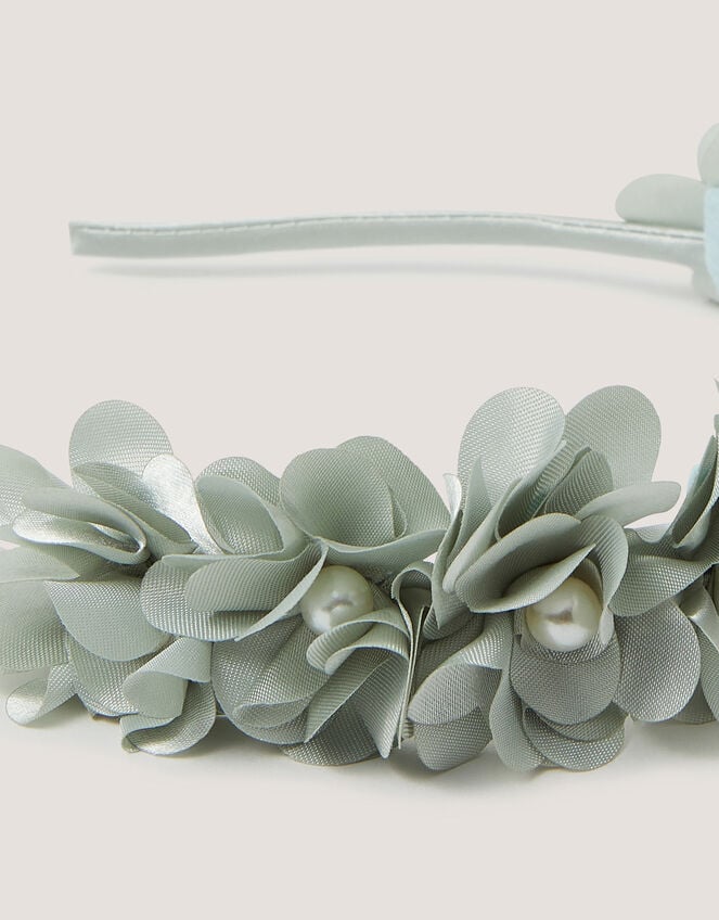 Corsage Floral Pearl Headband, Green (SAGE), large
