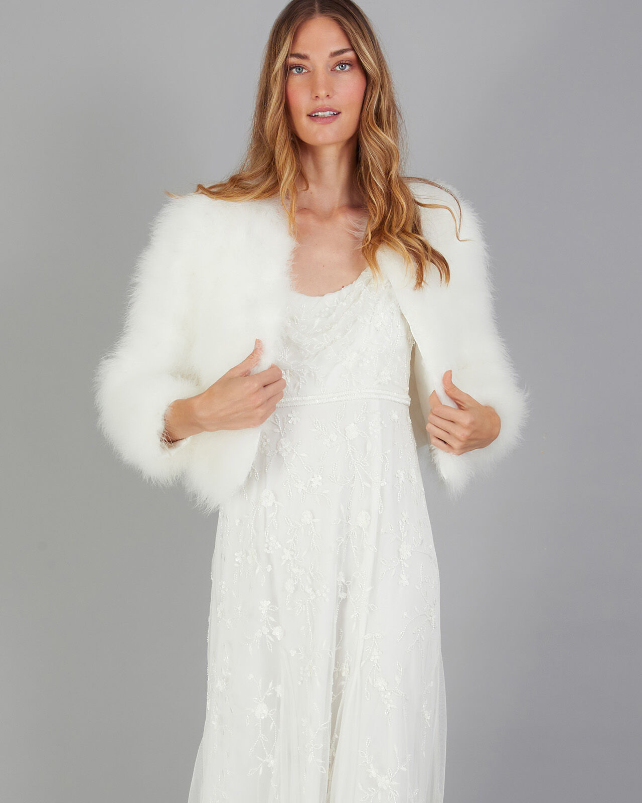 Bridal feather jacket hotsell