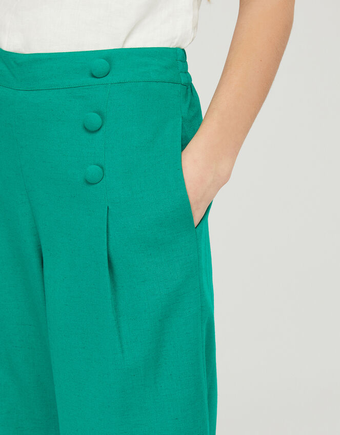 Eureka Culottes in Pure Linen, Green (GREEN), large