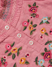 Floral Embroidered Corduroy Dress, Pink (PINK), large