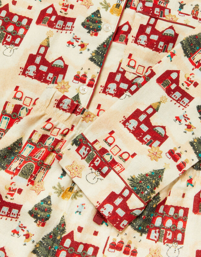 Christmas Scene Print Long Pyjamas Set, Cream (CREAM), large