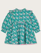 Baby Reindeer Jersey Dress in Sustainable Cotton, Teal (TEAL), large
