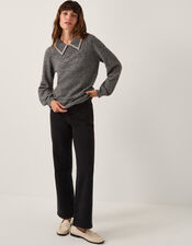 Caryn Embellished Collar Jumper, Grey (GREY), large