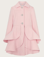 Asher Faux Fur Collar Skirt Coat, Pink (PINK), large