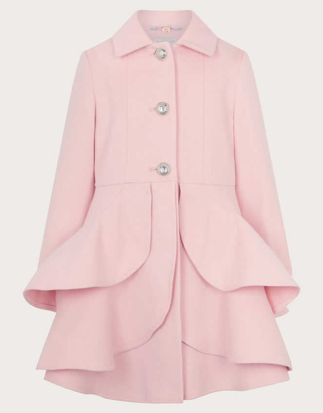 Asher Faux Fur Collar Skirt Coat, Pink (PINK), large