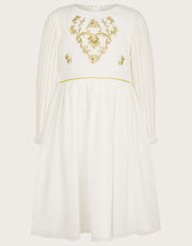 Embroidered Pleated Sleeve Tunic, Ivory (IVORY), large