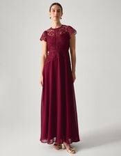 Monica Lace Bridesmaid Dress, Red (BURGUNDY), large