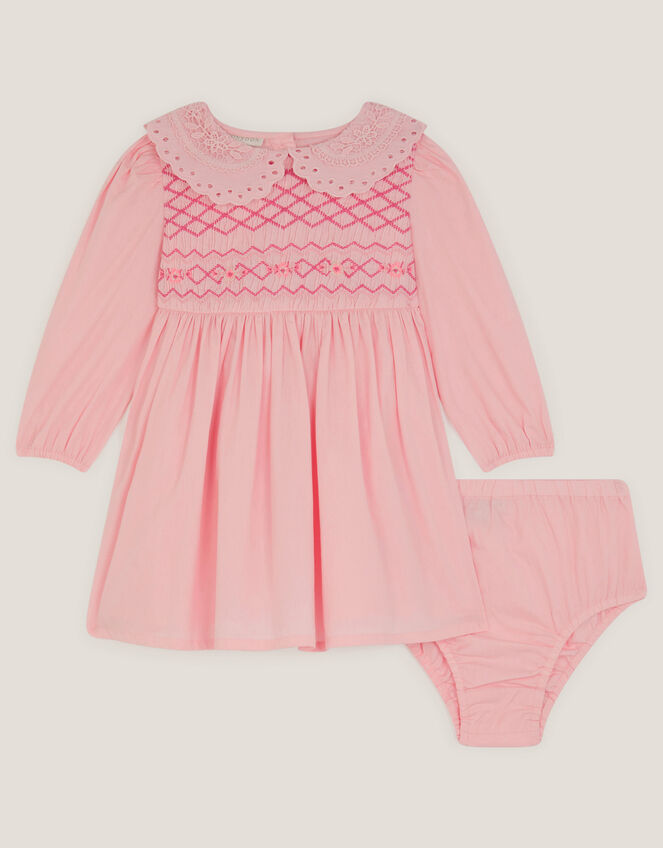 Baby Floral Smocked Dress & Briefs Set, Pink (PINK), large