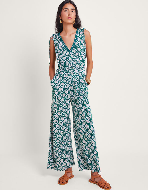 Rosana Print Jumpsuit, Teal (TEAL), large