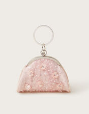 Embroidered Tulle Bangle Mini Bag, Pink (PINK), large