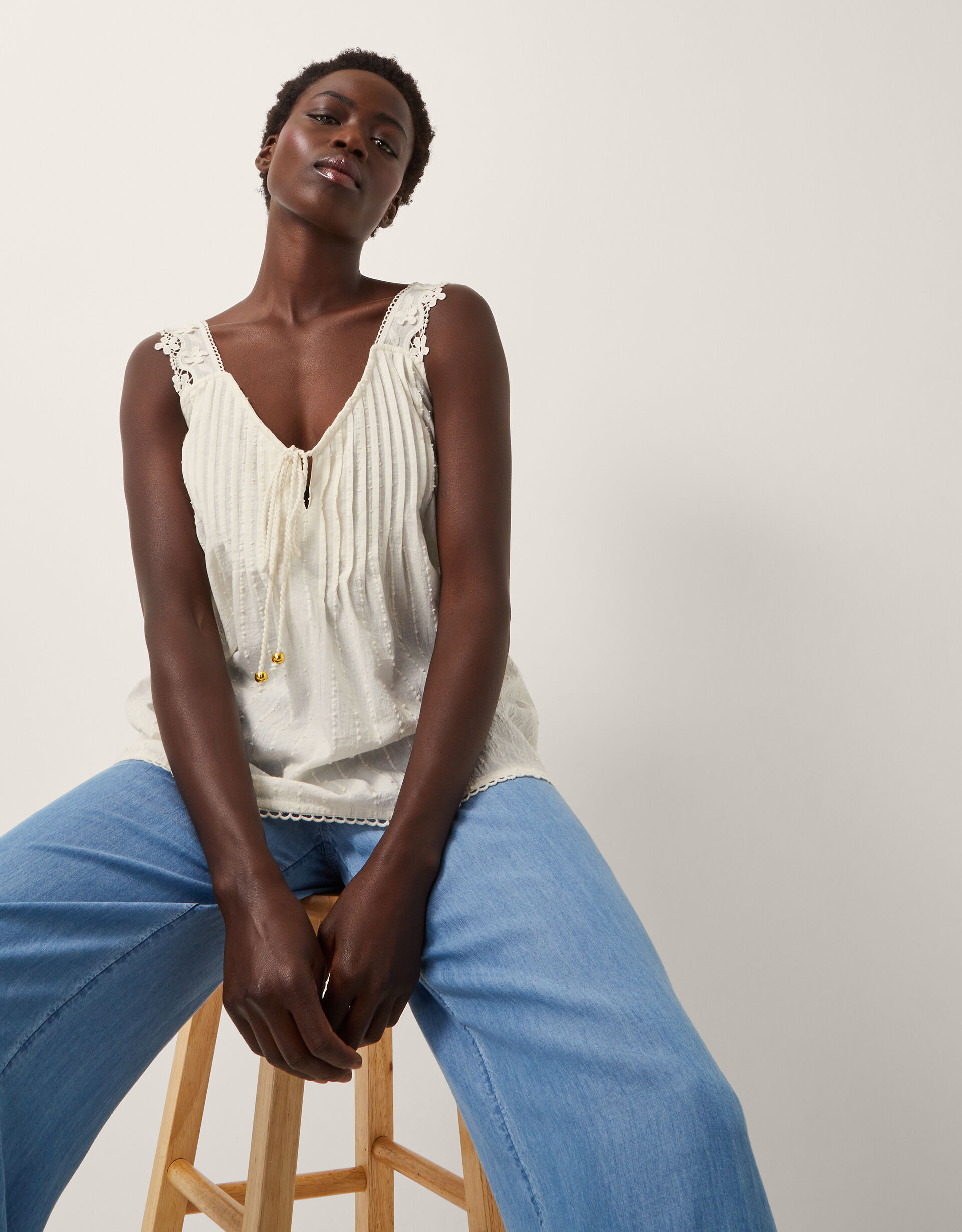 Celia Lace Pintuck Cami Top Cream | Vests, Camisoles And