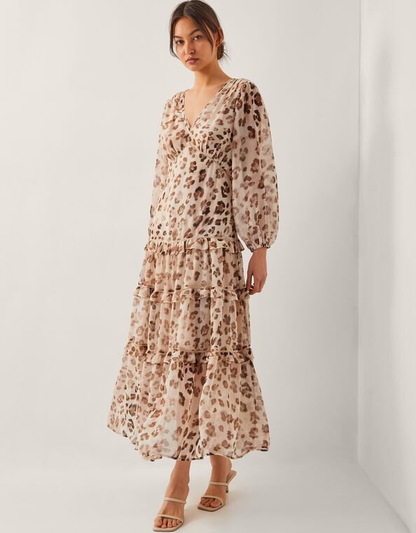 Leona Leopard Print Maxi Dress, Brown (BROWN), large