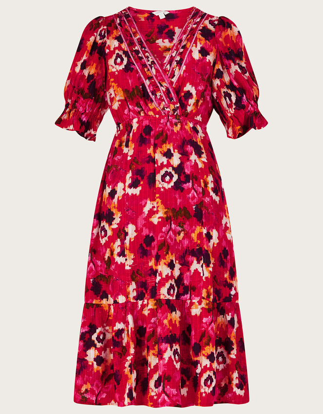 Braided Neckline Print Midi Dress in LENZING™ ECOVERO™ Red | Day ...