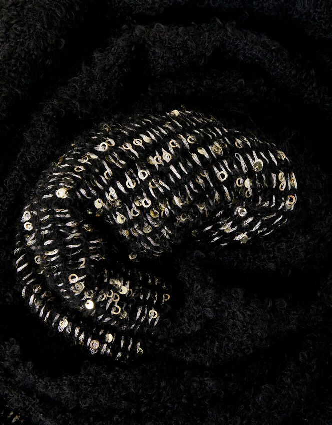 Sequin Border Boucle Scarf, , large