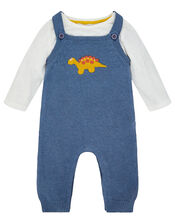 Dino Knit Dungarees, Blue (BLUE), large