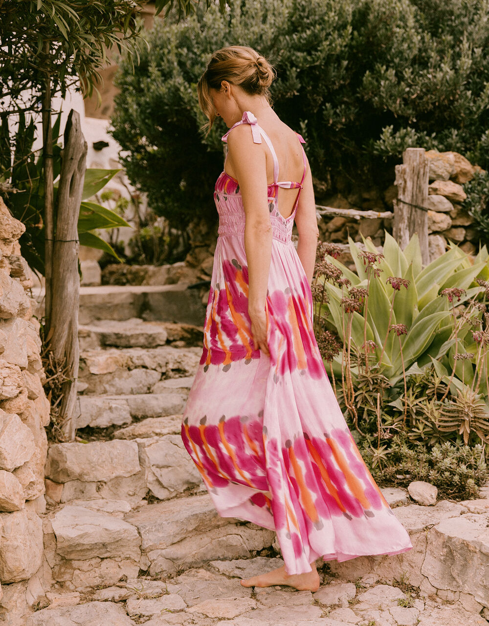 Women Dresses | Talitha Tie Dye Maxi Dress Pink - XC62807