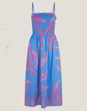 Pamela Palm Print Midi Sundress, Blue (BLUE), large
