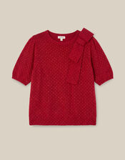 Sue Polka Dot Bow Jumper, Red (RED), large