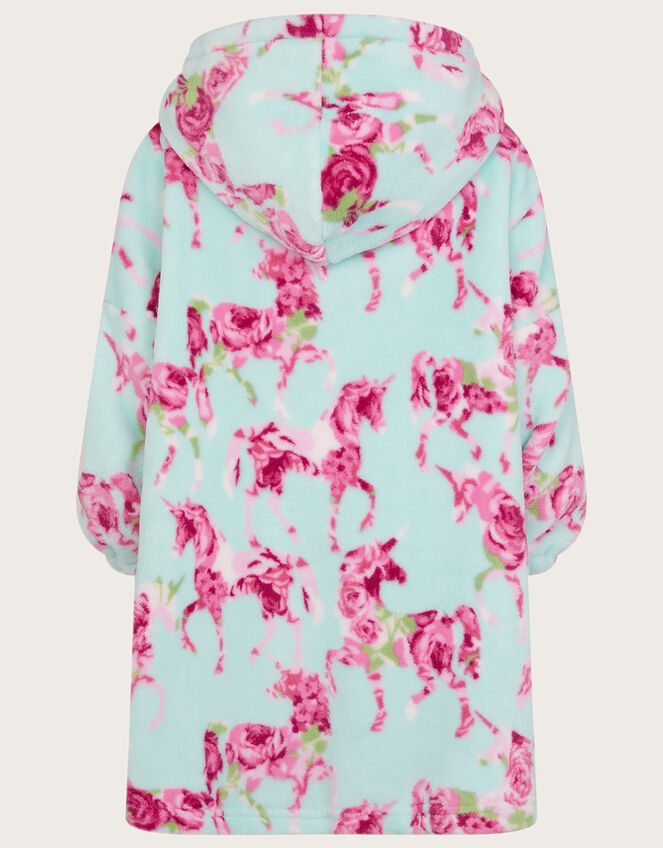 Unicorn Rose Oversized Nightwear Hoodie, Blue (AQUA), large