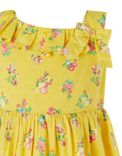 Baby Grace Floral Dress in Organic Cotton, Yellow (YELLOW), large
