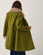 Beatrice Faux Fur Collar Coat, Green (GREEN), large