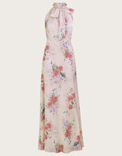 Palmer Floral Satin Maxi Dress, Ivory (IVORY), large